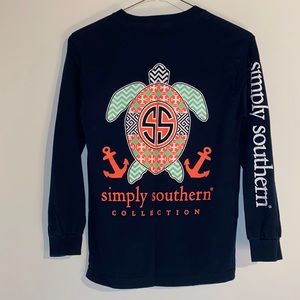 Simply Southern Navy Long Sleeve Turtle T-Shirt